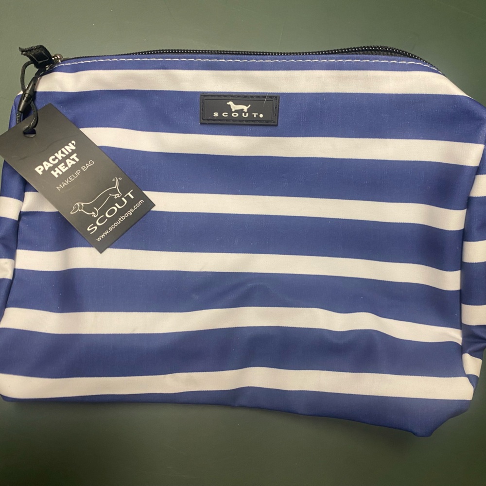 NWT Scout Navy and White Striped Packin Heat Makeup Bag